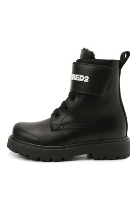 Детские кожаные ботинки DSQUARED2 черного цвета, арт. 68588/RUNNER/18-27 | Фото 2 (Материал утеплителя: Натуральный мех; Материал внешний: Кожа; Длина стельки: 17,5)