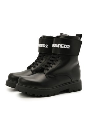 Детские кожаные ботинки DSQUARED2 черного цвета по цене 29950 руб., арт. 68588/RUNNER/36-41 | Фото 1 Детские кожаные ботинки DSQUARED2 черного цвета, арт. 68588/RUNNER/36-41 | Фото 1