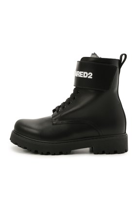 Детские кожаные ботинки DSQUARED2 черного цвета по цене 29950 руб., арт. 68588/RUNNER/36-41 | Фото 2 Детские кожаные ботинки DSQUARED2 черного цвета, арт. 68588/RUNNER/36-41 | Фото 2