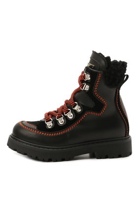 Детские кожаные ботинки DSQUARED2 черного цвета по цене 38150 руб., арт. 68591/GAUCH0/GAUCH0/KALEID0/GAUCH0/28-35 | Фото 2 Детские кожаные ботинки DSQUARED2 черного цвета, арт. 68591/GAUCH0/GAUCH0/KALEID0/GAUCH0/28-35 | Фото 2 (Материал утеплителя: Натуральный мех; Материал внешний: Кожа; Длина стельки: 17,8, 18,6, 23, 20,5, 19,5, 20, 21,3)