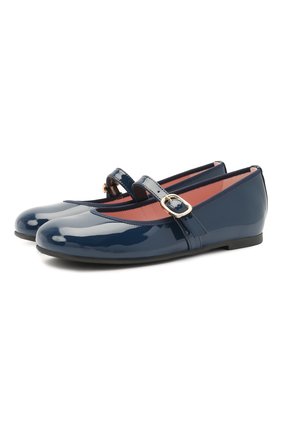 Детские кожаные балетки PRETTY BALLERINAS синего цвета по цене 14850 руб., арт. 49.106-R/SHADE | Фото 1 Детские кожаные балетки PRETTY BALLERINAS синего цвета, арт. 49.106-R/SHADE | Фото 1 (Материал внутренний: Натуральная кожа; Материал внешний: Кожа; Девочки-школьная форма: Классическая обувь; Региональные ограничения белый список (Axapta Mercury): RU)