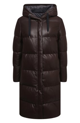 Женский пуховик BRUNELLO CUCINELLI темно-коричневого цвета по цене 849000 руб., арт. MPTAN9590P | Фото 1 Женский пуховик BRUNELLO CUCINELLI темно-коричневого цвета, арт. MPTAN9590P | Фото 1 (Материал утеплителя: Пух и перо; Длина (верхняя одежда): До середины бедра; Стили: Кэжуэл; Рукава: Длинные; Кросс-КТ: Пуховик; Материал подклада: Синтетический материал)