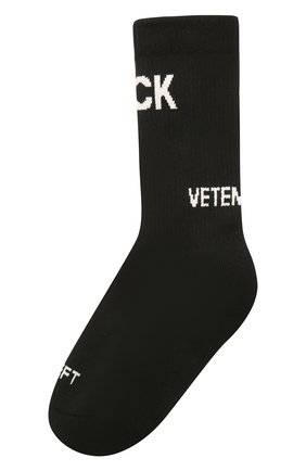 Мужские хлопковые носки VETEMENTS черного цвета, арт. UA52S0200B 2906/M | Фото 1 (Материал внешний: Хлопок; Кросс-КТ: бельё)