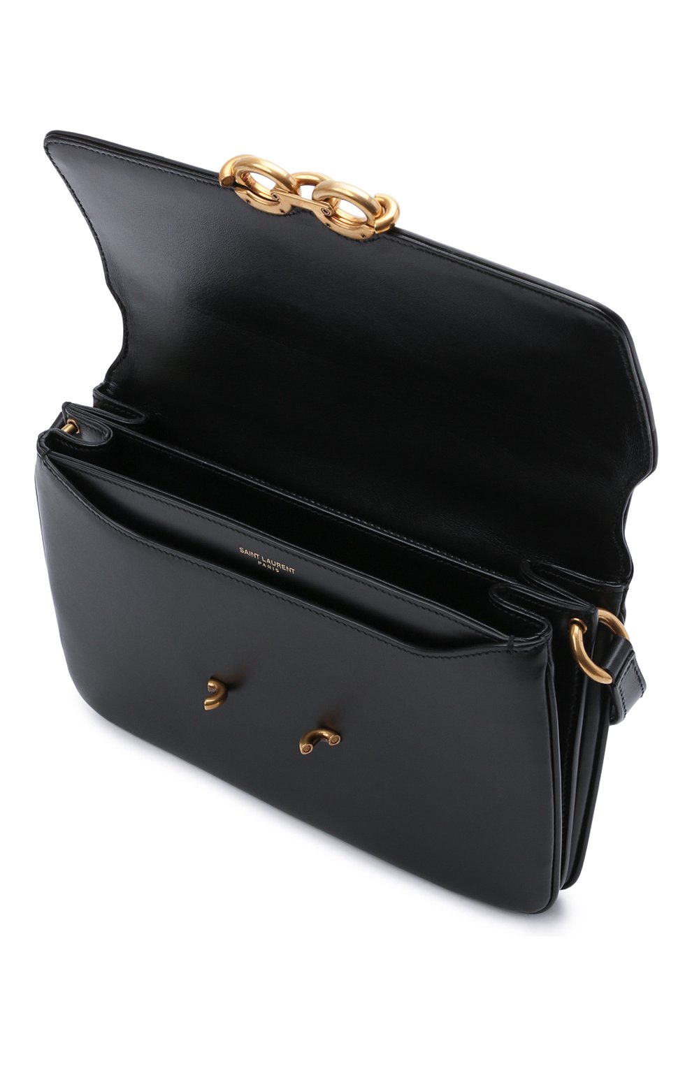 Женская сумка maillon SAINT LAURENT черного цвета по цене 173500 руб., арт. 649795/2R20W | Фото 4 Женская сумка maillon SAINT LAURENT черного цвета, арт. 649795/2R20W | Фото 4 (Сумки-технические: Сумки через плечо; Материал: Натуральная кожа; Ремень/цепочка: На ремешке; Размер: small)