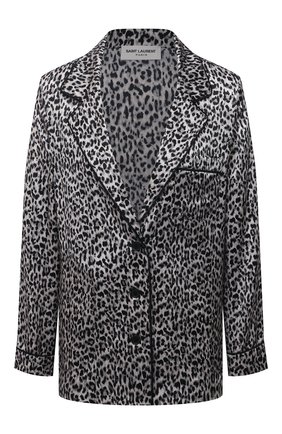 Женский шелковый жакет SAINT LAURENT темно-серого цвета по цене 168500 руб., арт. 652293/Y6C87 | Фото 1 Женский шелковый жакет SAINT LAURENT темно-серого цвета, арт. 652293/Y6C87 | Фото 1 (Рукава: Длинные; Длина (для топов): Стандартные; Стили: Гламурный; 1-2-бортные: Однобортные; Случай: Повседневный; Материал внешний: Шелк; Женское Кросс-КТ: Жакет-одежда; Региональные ограничения белый список (Axapta Mercury): RU)