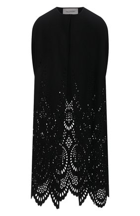 Женская накидка из шерсти и кашемира VALENTINO черного цвета по цене 433500 руб., арт. WB3CG2B96GP | Фото 1 Женская накидка из шерсти и кашемира VALENTINO черного цвета, арт. WB3CG2B96GP | Фото 1 (Материал внешний: Шерсть; Стили: Романтичный)