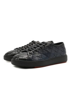 Мужские кожаные кеды SANTONI темно-синего цвета по цене 51350 руб., арт. MBCD215460CARESLU50 | Фото 1 Мужские кожаные кеды SANTONI темно-синего цвета, арт. MBCD215460CARESLU50 | Фото 1