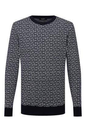 Мужской джемпер из шерсти и льна BALMAIN темно-синего цвета по цене 86100 руб., арт. WH1KD000/K020 | Фото 1 Мужской джемпер из шерсти и льна BALMAIN темно-синего цвета, арт. WH1KD000/K020 | Фото 1
