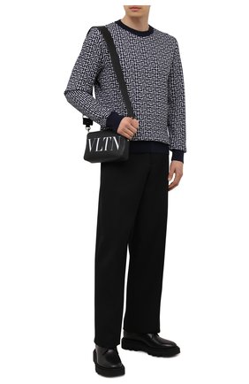 Мужской джемпер из шерсти и льна BALMAIN темно-синего цвета по цене 86100 руб., арт. WH1KD000/K020 | Фото 2 Мужской джемпер из шерсти и льна BALMAIN темно-синего цвета, арт. WH1KD000/K020 | Фото 2