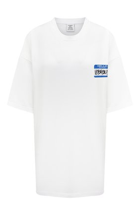 Женская хлопковая футболка VETEMENTS белого цвета по цене 36300 руб., арт. UA52TR330W 1602/W | Фото 1 Женская хлопковая футболка VETEMENTS белого цвета, арт. UA52TR330W 1602/W | Фото 1
