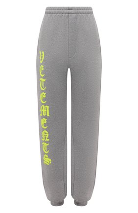 Женские хлопковые джоггеры VETEMENTS серого цвета по цене 73850 руб., арт. UA52PA270G 1601/W | Фото 1 Женские хлопковые джоггеры VETEMENTS серого цвета, арт. UA52PA270G 1601/W | Фото 1