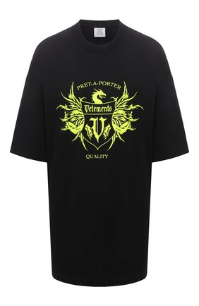 Женская хлопковая футболка VETEMENTS черного цвета по цене 44050 руб., арт. UA52TR480X 1610/W | Фото 1 Женская хлопковая футболка VETEMENTS черного цвета, арт. UA52TR480X 1610/W | Фото 1