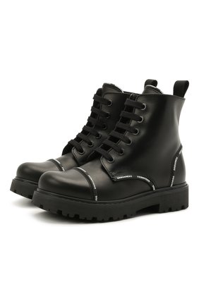 Детские кожаные ботинки DSQUARED2 черного цвета по цене 24700 руб., арт. 68587/RUNNER/28-35 | Фото 1 Детские кожаные ботинки DSQUARED2 черного цвета, арт. 68587/RUNNER/28-35 | Фото 1