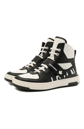 Детские высокие кожаные кеды DSQUARED2 черно-белого цвета по цене 26950 руб., арт. 68667/KIPS/KIPS/KIPS/KIPS/36-41 | Фото 1 Детские высокие кожаные кеды DSQUARED2 черно-белого цвета, арт. 68667/KIPS/KIPS/KIPS/KIPS/36-41 | Фото 1