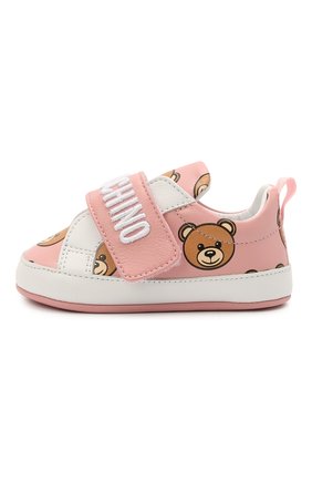 Детские кожаные кеды MOSCHINO розового цвета по цене 12500 руб., арт. 68712/GL0V./GL0VE/GL0VE/GL0VE/15-21 | Фото 2 Детские кожаные кеды MOSCHINO розового цвета, арт. 68712/GL0V./GL0VE/GL0VE/GL0VE/15-21 | Фото 2