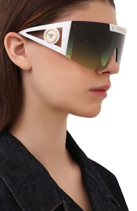 Женские солнцезащитные очки+2 клипона VERSACE белого цвета, арт. 4393-401/1W | Фото 8 (Тип очков: С/з; Очки форма: Маска, Прямоугольные; Оптика Гендер: оптика-женское)
