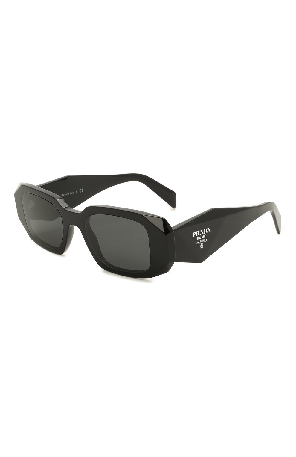 Женские солнцезащитные очки PRADA черного цвета, арт. 17WS-1AB5S0 | Фото 1 (Тип очков: С/з; Оптика Гендер: оптика-женское; Очки форма: Прямоугольные)