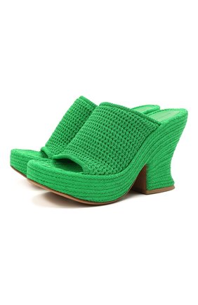 Женские текстильные мюли wedge BOTTEGA VENETA зеленого цвета по цене 114000 руб., арт. 658980/V0U80 | Фото 1 Женские текстильные мюли wedge BOTTEGA VENETA зеленого цвета, арт. 658980/V0U80 | Фото 1