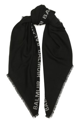 Женская шаль logo BALMUIR черного цвета, арт. 2110011 | Фото 1 (Материал: Шерсть, Текстиль)
