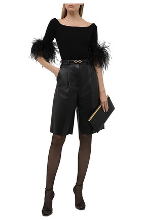 Женский шерстяной топ с отделкой перьями SAINT LAURENT черного цвета по цене 105000 руб., арт. 654479/Y75BK | Фото 2 Женский шерстяной топ с отделкой перьями SAINT LAURENT черного цвета, арт. 654479/Y75BK | Фото 2