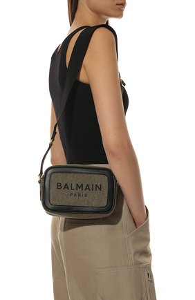 Женская сумка b-army BALMAIN хаки цвета, арт. WN1BA663/TCPY | Фото 2 (Сумки-технические: Сумки через плечо; Размер: mini; Ремень/цепочка: На ремешке; Материал: Текстиль)
