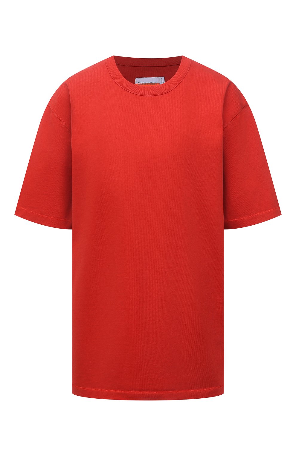 Женская хлопковая футболка HERON PRESTON FOR CALVIN KLEIN красного цвета, арт. K10K108252 | Фото 1 (Принт: Без принта; Рукава: Короткие; Длина (для топов): Стандартные; Материал внешний: Хлопок; Стили: Спорт-шик; Женское Кросс-КТ: Футболка-одежда)