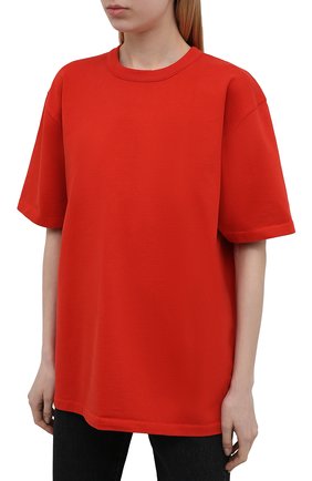 Женская хлопковая футболка HERON PRESTON FOR CALVIN KLEIN красного цвета, арт. K10K108252 | Фото 3 (Принт: Без принта; Рукава: Короткие; Длина (для топов): Стандартные; Материал внешний: Хлопок; Стили: Спорт-шик; Женское Кросс-КТ: Футболка-одежда)