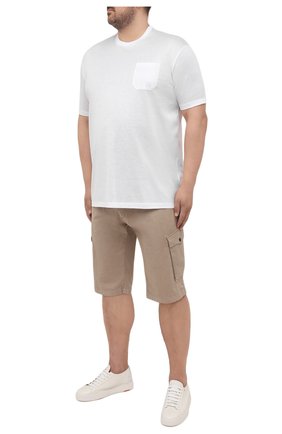 Мужская хлопковая футболка PAUL&SHARK белого цвета по цене 15900 руб., арт. C0P1011/C00/3XL-6XL | Фото 2 Мужская хлопковая футболка PAUL&SHARK белого цвета, арт. C0P1011/C00/3XL-6XL | Фото 2 (Рукава: Короткие; Материал внешний: Хлопок; Принт: Без принта; Длина (для топов): Удлиненные)