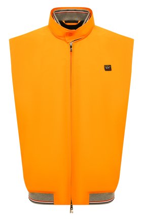 Мужской жилет PAUL&SHARK оранжевого цвета, арт. 21412016/IBM/3XL-6XL | Фото 1 (Материал внешний: Синтетический материал; Стили: Кэжуэл; Кросс-КТ: Куртка; Материал подклада: Синтетический материал; Длина (верхняя одежда): Короткие)