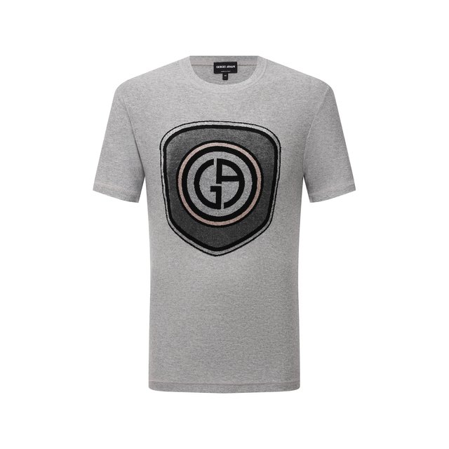 Хлопковая футболка Giorgio Armani серого цвета