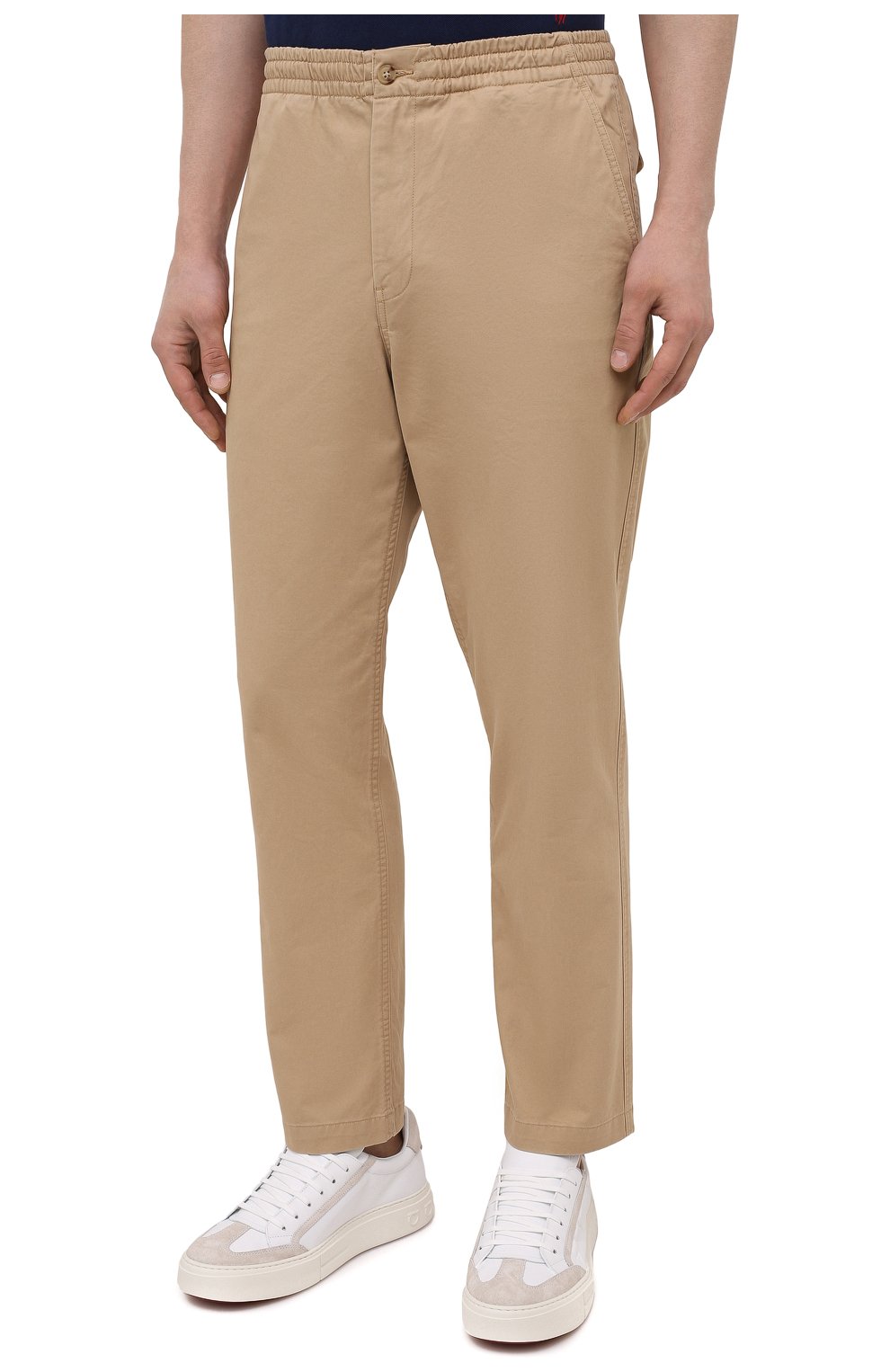 Мужские хлопковые брюки POLO RALPH LAUREN бежевого цвета, арт. 710740566 | Фото 3 (Силуэт М (брюки): Чиносы; Длина (брюки, джинсы): Стандартные; Случай: Повседневный; Материал внешний: Хлопок; Стили: Кэжуэл)