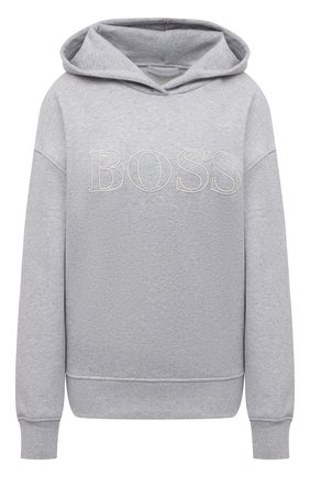 Женский хлопковое худи BOSS серебряного цвета по цене 15500 руб., арт. 50453414 | Фото 1 Женский хлопковое худи BOSS серебряного цвета, арт. 50453414 | Фото 1