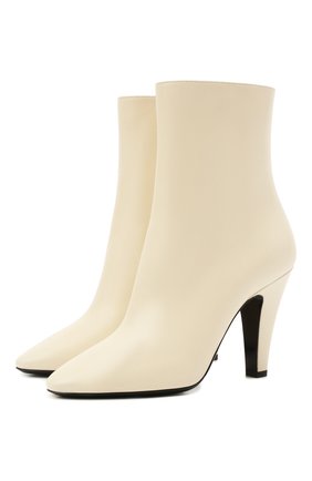 Женские кожаные ботильоны 68 SAINT LAURENT кремвого цвета по цене 86800 руб., арт. 658151/2W700 | Фото 1 Женские кожаные ботильоны 68 SAINT LAURENT кремвого цвета, арт. 658151/2W700 | Фото 1 (Материал внутренний: Натуральная кожа; Каблук тип: Устойчивый; Каблук высота: Средний, Высокий; Подошва: Плоская)