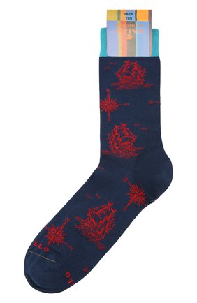 Мужские носки GALLO темно-синего цвета, арт. AP511705 | Фото 1 (Материал внешний: Синтетический материал, Хлопок; Кросс-КТ: бельё)