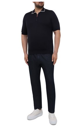 Мужское шелковое поло KITON темно-синего цвета по цене 155000 руб., арт. UKL956/4XL-8XL | Фото 2 Мужское шелковое поло KITON темно-синего цвета, арт. UKL956/4XL-8XL | Фото 2