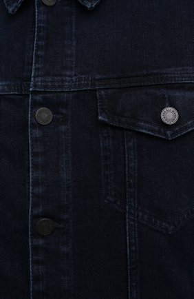 Мужская джинсовая куртка 7 FOR ALL MANKIND синего цвета, арт. JSK5R460LL | Фото 5 (Кросс-КТ: Куртка, Деним; Рукава: Длинные; Материал внешний: Хлопок, Деним; Длина (верхняя одежда): Короткие; Стили: Кэжуэл)
