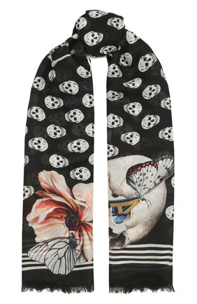 Женский платок ALEXANDER MCQUEEN черно-белого цвета по цене 20500 руб., арт. 666152/3418Q | Фото 1 Женский платок ALEXANDER MCQUEEN черно-белого цвета, арт. 666152/3418Q | Фото 1 (Материал: Текстиль; Принт: С принтом)