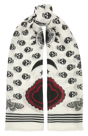 Женский платок ALEXANDER MCQUEEN черно-белого цвета по цене 20500 руб., арт. 665607/3418Q | Фото 1 Женский платок ALEXANDER MCQUEEN черно-белого цвета, арт. 665607/3418Q | Фото 1 (Материал: Текстиль; Принт: С принтом)