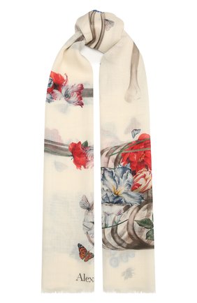 Женская шаль из шерсти и шелка ALEXANDER MCQUEEN кремвого цвета по цене 56900 руб., арт. 664503/3969Q | Фото 1 Женская шаль из шерсти и шелка ALEXANDER MCQUEEN кремвого цвета, арт. 664503/3969Q | Фото 1