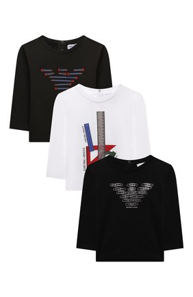 Детский комплект из трех лонгсливов EMPORIO ARMANI разноцветного цвета по цене 12150 руб., арт. 6KHDJ2/4J54Z | Фото 1 Детский комплект из трех лонгсливов EMPORIO ARMANI разноцветного цвета, арт. 6KHDJ2/4J54Z | Фото 1 (Рукава: Длинные; Ростовка одежда: 9 мес | 74 см, 12 мес | 80 см, 24 мес | 92 см, 36 мес | 98 см, 3 мес | 62 см, 6 мес | 68 см)