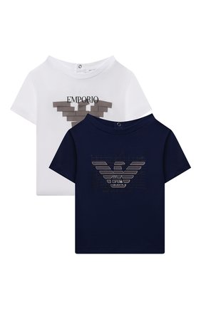 Детский комплект из двух футболок EMPORIO ARMANI разноцветного цвета по цене 8995 руб., арт. 6KHDJ1/4J54Z | Фото 1 Детский комплект из двух футболок EMPORIO ARMANI разноцветного цвета, арт. 6KHDJ1/4J54Z | Фото 1 (Рукава: Короткие; Ростовка одежда: 9 мес | 74 см, 12 мес | 80 см, 24 мес | 92 см, 36 мес | 98 см, 3 мес | 62 см, 6 мес | 68 см)