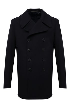 Мужской утепленное пальто GIORGIO ARMANI темно-синего цвета, арт. 1WG0C06H/T0200 | Фото 1 (Длина (верхняя одежда): Короткие; Материал подклада: Синтетический материал; Материал внешний: Шерсть; Рукава: Длинные; Мужское Кросс-КТ: пальто-верхняя одежда; Стили: Классический)