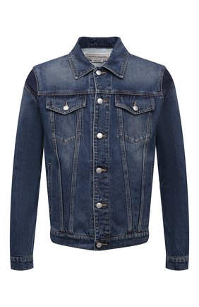 Мужская джинсовая куртка ALEXANDER MCQUEEN синего цвета, арт. 654805/QRY75 | Фото 1 (Материал внешний: Хлопок, Деним; Кросс-КТ: Деним, Куртка; Длина (верхняя одежда): Короткие; Стили: Кэжуэл; Рукава: Длинные)