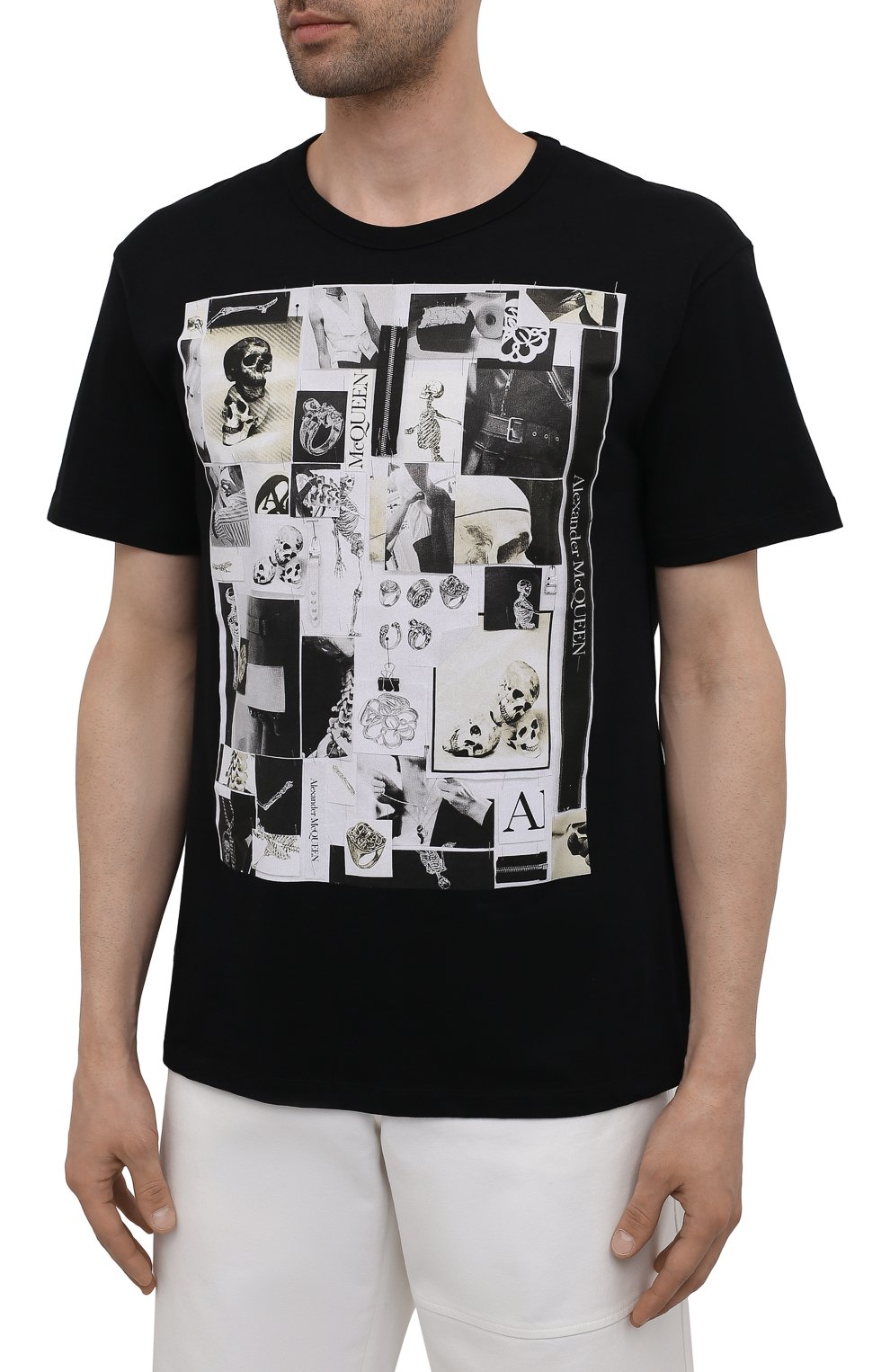 Мужская хлопковая футболка ALEXANDER MCQUEEN черного цвета, арт. 662589/QRZ75 | Фото 3 (Рукава: Короткие; Стили: Панк; Длина (для топов): Стандартные; Принт: С принтом; Материал внешний: Хлопок)