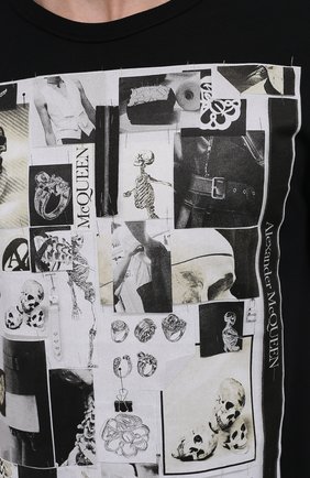 Мужская хлопковая футболка ALEXANDER MCQUEEN черного цвета, арт. 662589/QRZ75 | Фото 5 (Рукава: Короткие; Стили: Панк; Длина (для топов): Стандартные; Принт: С принтом; Материал внешний: Хлопок)