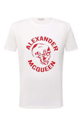 Мужская хлопковая футболка ALEXANDER MCQUEEN белого цвета, арт. 662566/QRZ81 | Фото 1 (Материал внешний: Хлопок; Рукава: Короткие; Стили: Панк; Длина (для топов): Стандартные; Принт: С принтом)