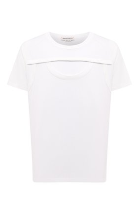 Мужская хлопковая футболка ALEXANDER MCQUEEN белого цвета, арт. 659609/QRZ50 | Фото 1 (Материал внешний: Хлопок; Рукава: Короткие; Стили: Кэжуэл; Длина (для топов): Стандартные; Принт: С принтом)