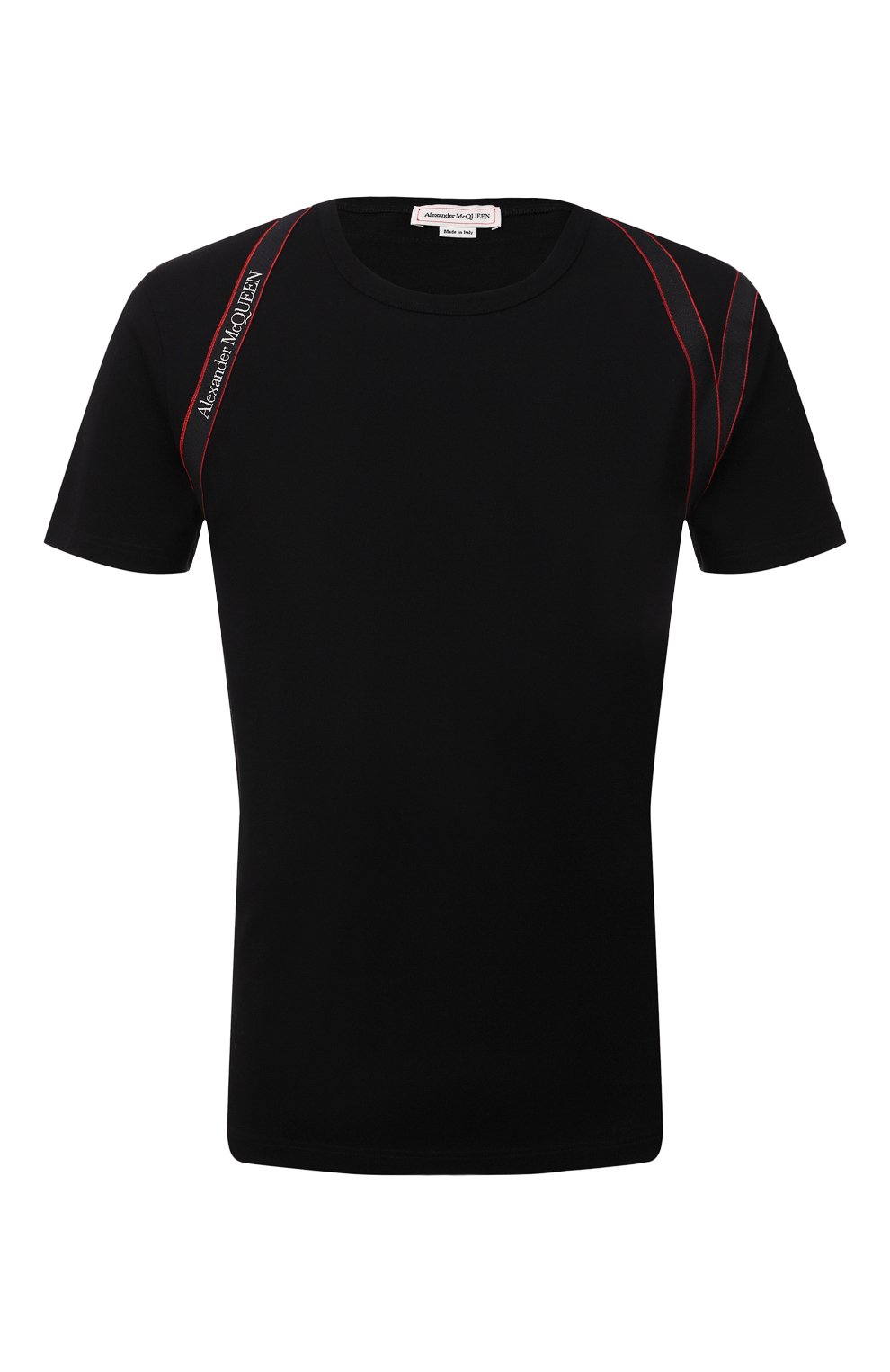 Мужская хлопковая футболка ALEXANDER MCQUEEN черного цвета, арт. 659607/QRX03 | Фото 1 (Принт: Без принта; Рукава: Короткие; Длина (для топов): Стандартные; Материал внешний: Хлопок; Стили: Кэжуэл)