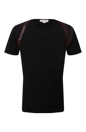 Мужская хлопковая футболка ALEXANDER MCQUEEN черного цвета, арт. 659607/QRX03 | Фото 1 (Принт: Без принта; Рукава: Короткие; Длина (для топов): Стандартные; Материал внешний: Хлопок; Стили: Кэжуэл)