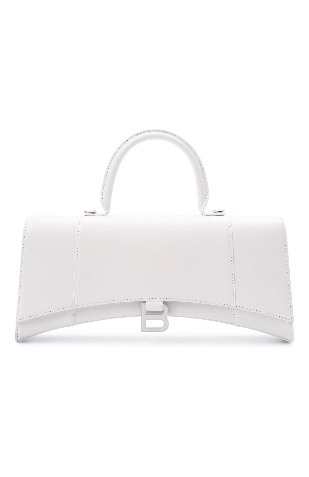 Женская сумка hourglass BALENCIAGA белого цвета, арт. 654946/1QJ4I | Фото 1 (Сумки-технические: Сумки через плечо, Сумки top-handle; Размер: medium; Материал: Натуральная кожа; Ремень/цепочка: На ремешке)